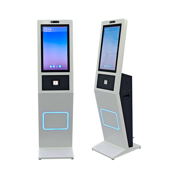 Floor-standing self-order kiosk for restaurants and quick-service retail