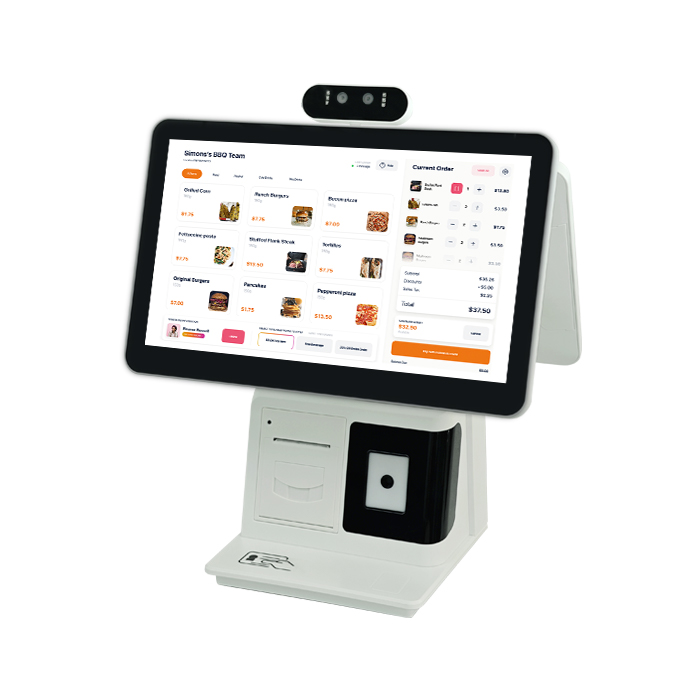 Dual-screen all-in-one POS cash register terminal with customer display